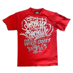 The Wild‎ Ones Graffiti T shirt size Medium Red chocolate *flawed RARE